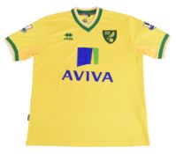 2011/12 Norwich City FC Home Football Shirt Size Large Errea Yellow VG-G condition with some
