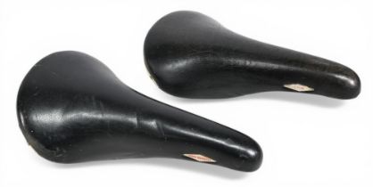 2x Vintage Selle San Marco ‘Rolls’ Leather Bicycle Saddles -Made in Italy – approx. length 26-28cm