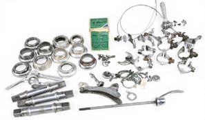 Campagnolo Cycling Parts – mixed selection of various cycling parts stamped Campagnolo in varying
