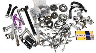 Cycling Parts/Accessories – Box of various components – Campagnolo quick release skewers, wheel