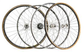 Cycling Wheels (4) 3x with Campagnolo wheel hubs, 1x with Mavis wheel hub, all rims labelled Mavic –