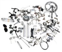 Cycling Parts/Accessories – Box of various components – brake callipers, seat posts, levers gear