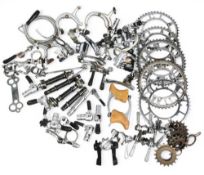Cycling Parts/Accessories – Box of various components – Campagnolo gear levers, levers, axel/