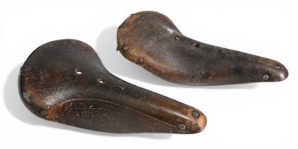 Cycling Accessories - Vintage Brooks Leather Saddles/Seats x2 – a B15 and B-17 examples – both in
