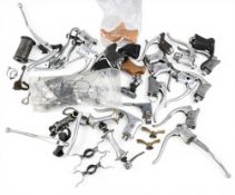 Assorted Bicycle accessories/parts – small box – Mafac brake levers, brake parts, bike pump clips,