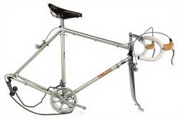 Vintage ‘Frejus’ Bicycle Frame – stamped 029698 – 22”, makers decals, Cinelli handle bars, Universal