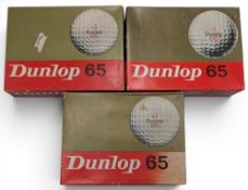 3x boxes of Vintage Dunlop 65 Golf Balls, in red boxes, all wrapped complete boxes of 12