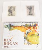 Bill Knowles limited edition etchings and a 2025 calendar to include two original etchings titled