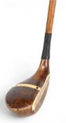 E Howe Swanidge Golf Club wooden and ivorine mallet head putter with central aiming strip, with full