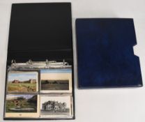 Golf Postcards in binder with slipcase to include from c1910 onwards to include St Andrews, Lapstone