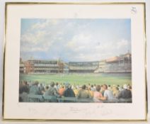 'Lords Cricket Ground' by Alan Fearnley Centenary Test Match signed by the artist and all twelve
