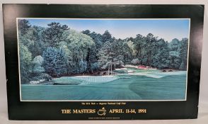 1991 The Masters Michael Lane Display Card, of a painting of the 11th hole Augusta National Golf