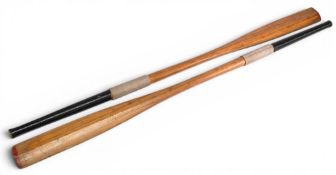 Vintage pair of wooden Oars/Paddles - solid wood nautical prop display, 148cm long