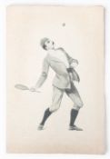 c1890 German Lawn Tennis Illustration Print - postcard sided print with early lawn tennis