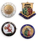 4x Vintage enamel Irish Golf Badges Knock Golf Club Members Council numbered members badges and a
