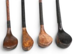 4x Left Hand scared neck woods incl a long nose stamped R Forgan with POWF in golden beechwood