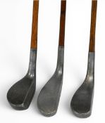 3x Alloy mallet head Golf putters with sound hosels all by the Standard Golf Co a Y model patent