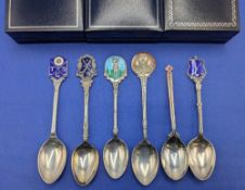 6x Various Period Enamel and Silver Hallmarked Golf Spoons to include Springfield Park Golf Club,