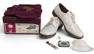 Vintage Lotus Eagle Gents Golf Shoes, UK 8, style 98859 in white leather, light used condition,