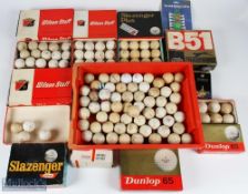 Period Golf Ball Boxes: to include a Dunlop 65 full of used balls: an empty Dunlop 65, 3x