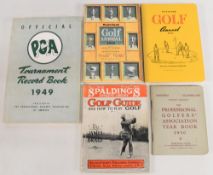 Golf paperback publications to include the Official PGA Tournament Record Book 1949, Playfair