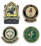 4x The Memorial GCO and Heritage Golf Tournament blazer badges, patch with silver thread with COA