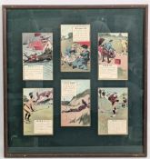 6x Framed Chas Charles Crombie the Rules of Golf - a scarce collection of 6 original valentine