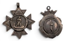 2x Silver Hallmarked Cricket Fob Medals, unengraved examples #13g