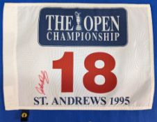 Golf Autograph - John Daley (Winner) Signed 1995 St Andrews Open Championship Golf Pin Flag - signed