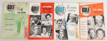 Golf Digest Annuals – continuous run of four editions the annual from 1956-1959. Good/Fair condition
