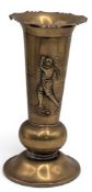 Period Copper Embossed Golf Golfer Spill Vase fluted with a fine early golfer figure in full