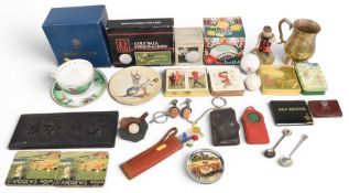 Golfing Collectables to include a boxed Royal Worcester cup and saucer, a boxed golf ball