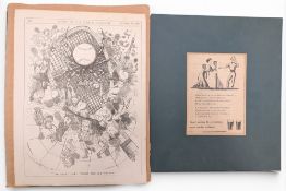 2x Period Lawn Tennis Illustrations, taken from Punch Magazine 1879 - The Great Turf Tyrant and