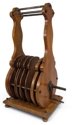 Unusual Early 20th century Lawn Tennis Racket Press, with adjustable mahogany dividers, a cast