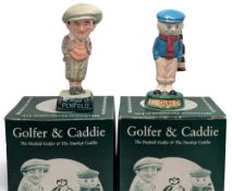Royal Doulton Golfing Figures: Golfer and Caddy Series Penfold Golfer limited 918/2000, Dunlop Caddy