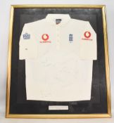 Signed and framed official Robert Key's Test Match Admiral shirt presented to Bob 