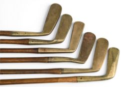 6x Various brass blade putters incl a gooseneck diamond back, wry neck x3, bent neck and a
