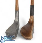 2x Mallet head putters to incl an elongated alloy showing the Warrior mark to the sole with slight