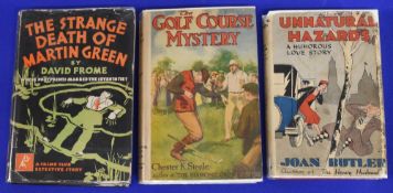 Golf themed mystery novels to include The Strange Death of Martin Green 1931 David Frome, The Golf