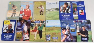 British Golf Open Championship programmes 1981-1999 to include 1981 with map, 1982 with order of