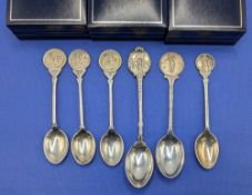 6x Various Period Silver Hallmarked Spoons all with golfer motif to include one marked PGC, all in