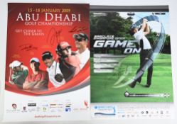 2x Signed Golf Tournament Posters – features a multi-signed 2009 Abu Dhabi poster with Paul Casey,