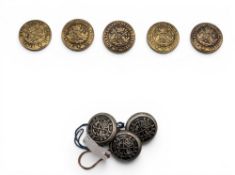 Royal Perth Golfers Society Buttons, x5 used buttons, with 3x Royal Blackheath buttons