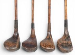 4x Socket neck woods an Anderson of St Andrews spoon, W Perring of Stretford deep faced brassie,