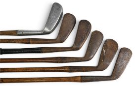 6x Various Golf irons incl The Pitcher round sole straight top lined iron with the Gibson star mark,