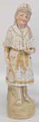 c1880 Antique Lawn Tennis Female Bisque Figure, 29cm tall by the German firm Gerbruder Heubach, in