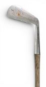 George Nicoll of Leven Rustless 1 iron with hand cleek mark, remnants of grip but needs replacing,