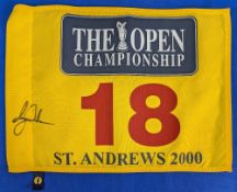 Tiger Woods Golf Grand Slam signed pin flag - 2000 The Open St Andrews, obtained by a professional