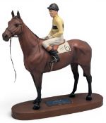 A Beswick Connoisseur Beswick Arkle with Jockey with Pat Taaffe, on wooden plinth, no damage to