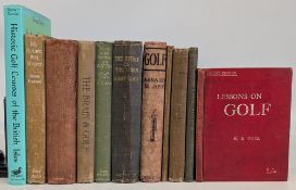11x Period Golf Books: Golf Arnaud Massy 1914, The Spirt of The Links Henry Leach 1907, Historic